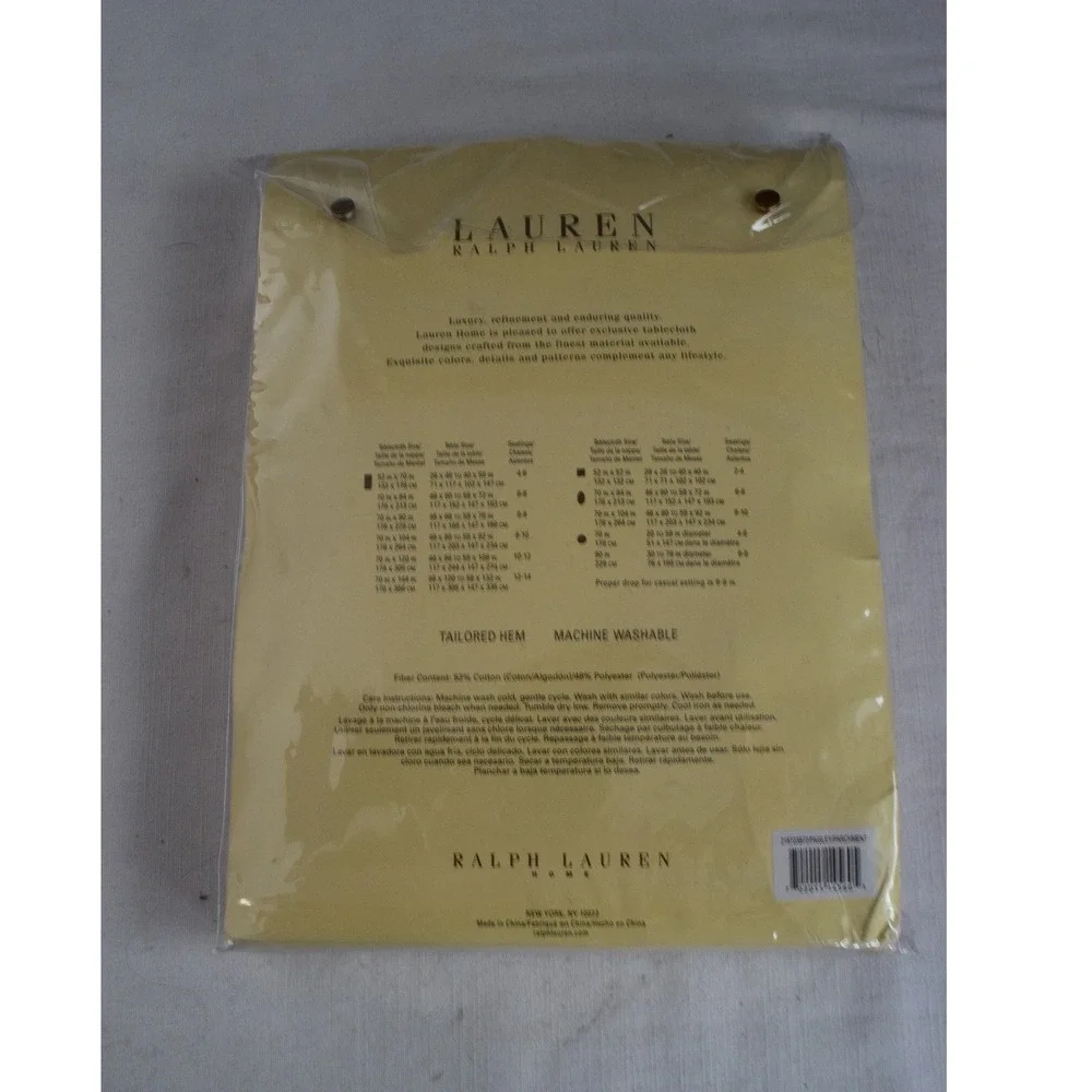 Ralph Lauren RL Damask Cream Tablecloth Paisly 52